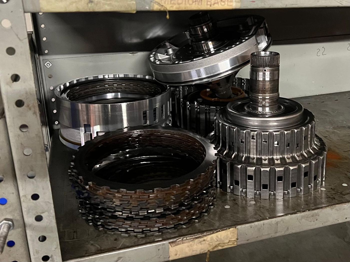 Automatic clutch packs and friction plates on the bench at Service4Service