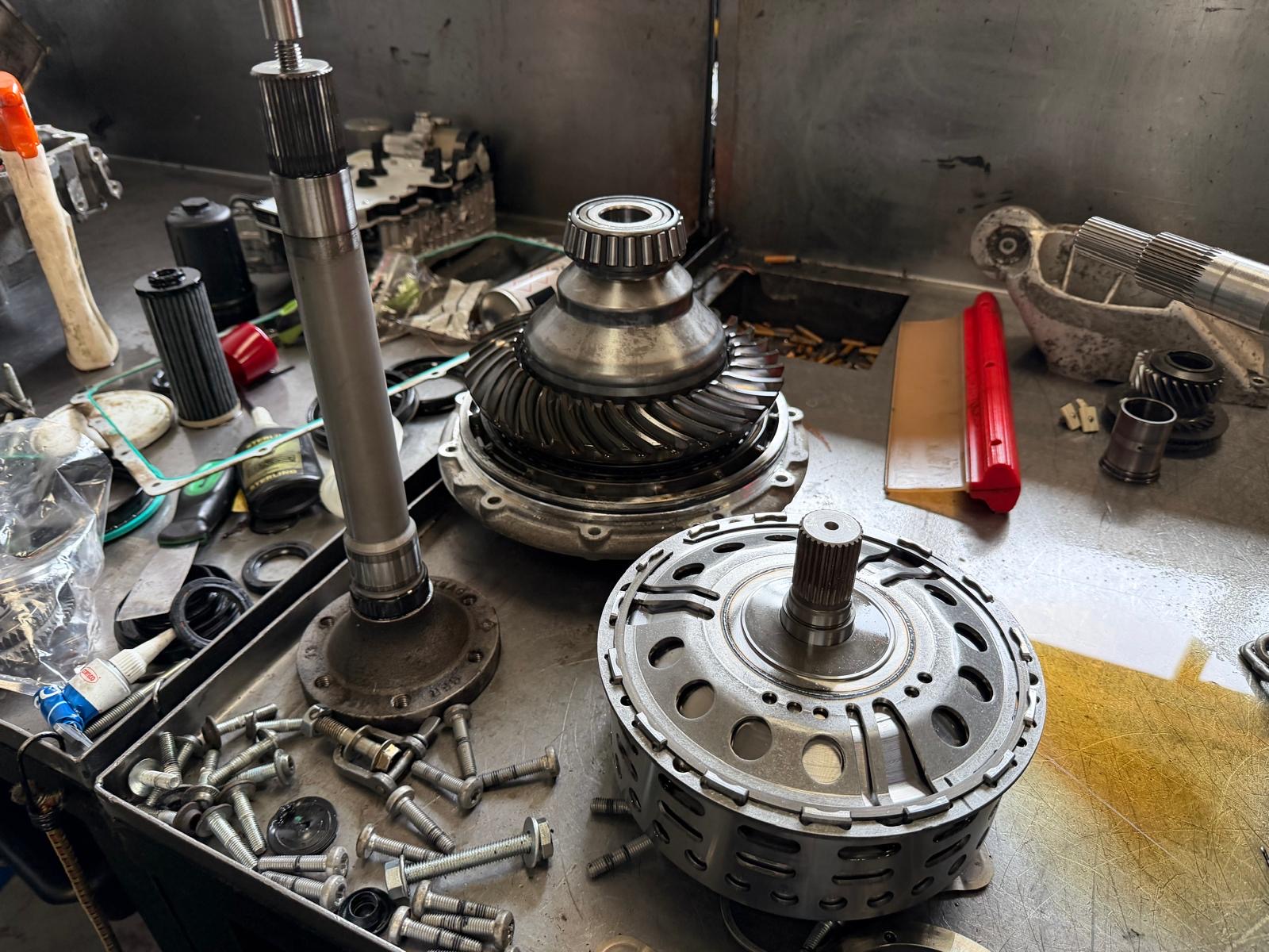 Gearbox being repaired